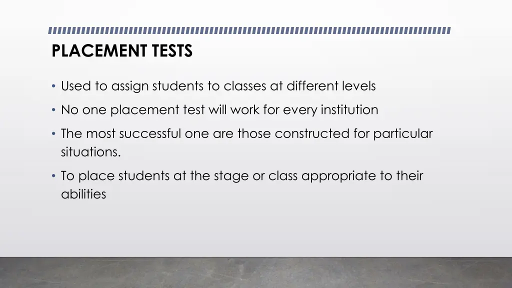 placement tests