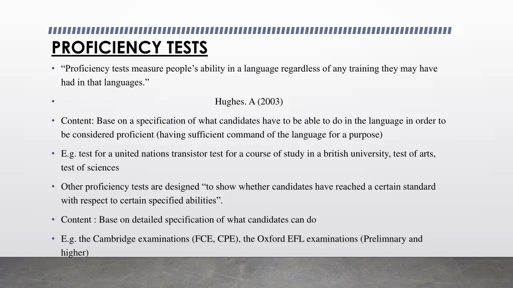 proficiency tests