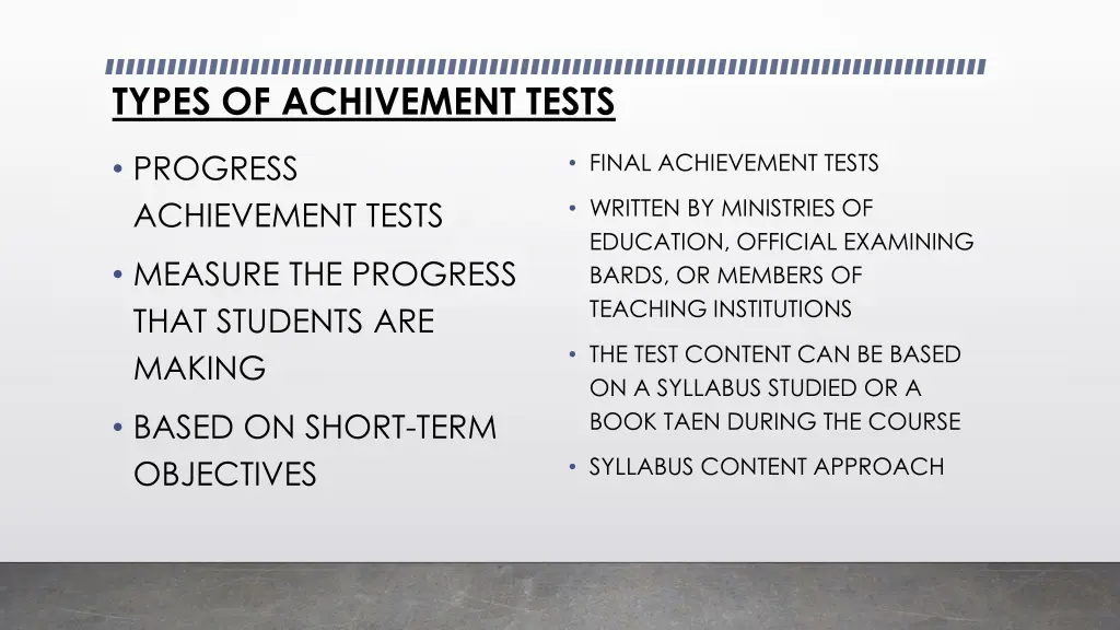 types of achivement tests