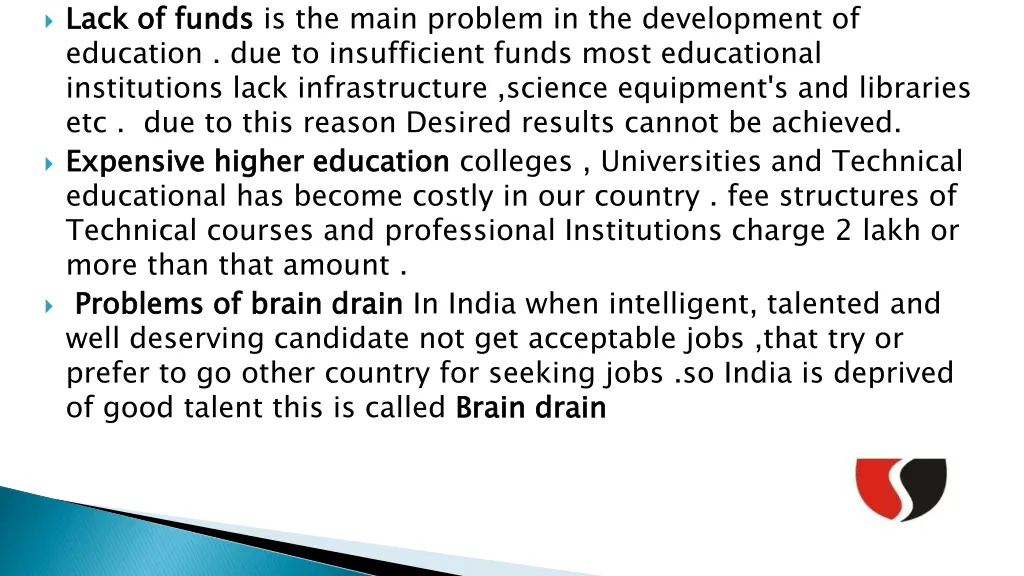 lack of funds education due to insufficient funds
