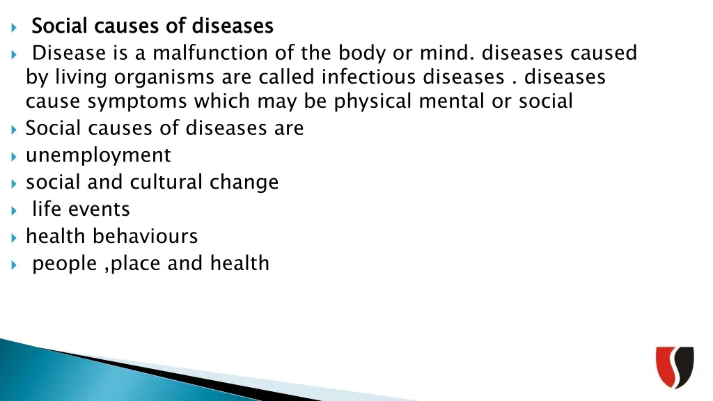 social causes of diseases disease