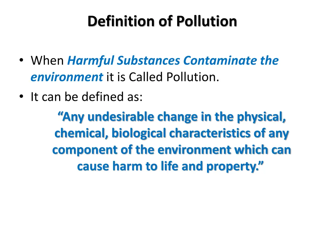 definition of pollution