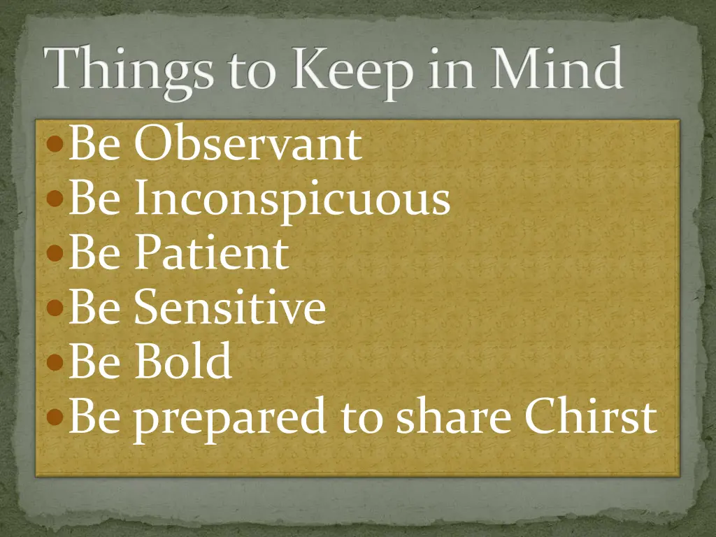 things to keep in mind