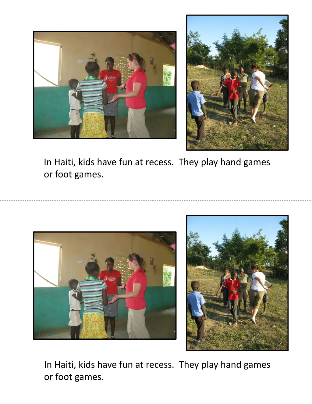 in haiti kids have fun at recess they play hand