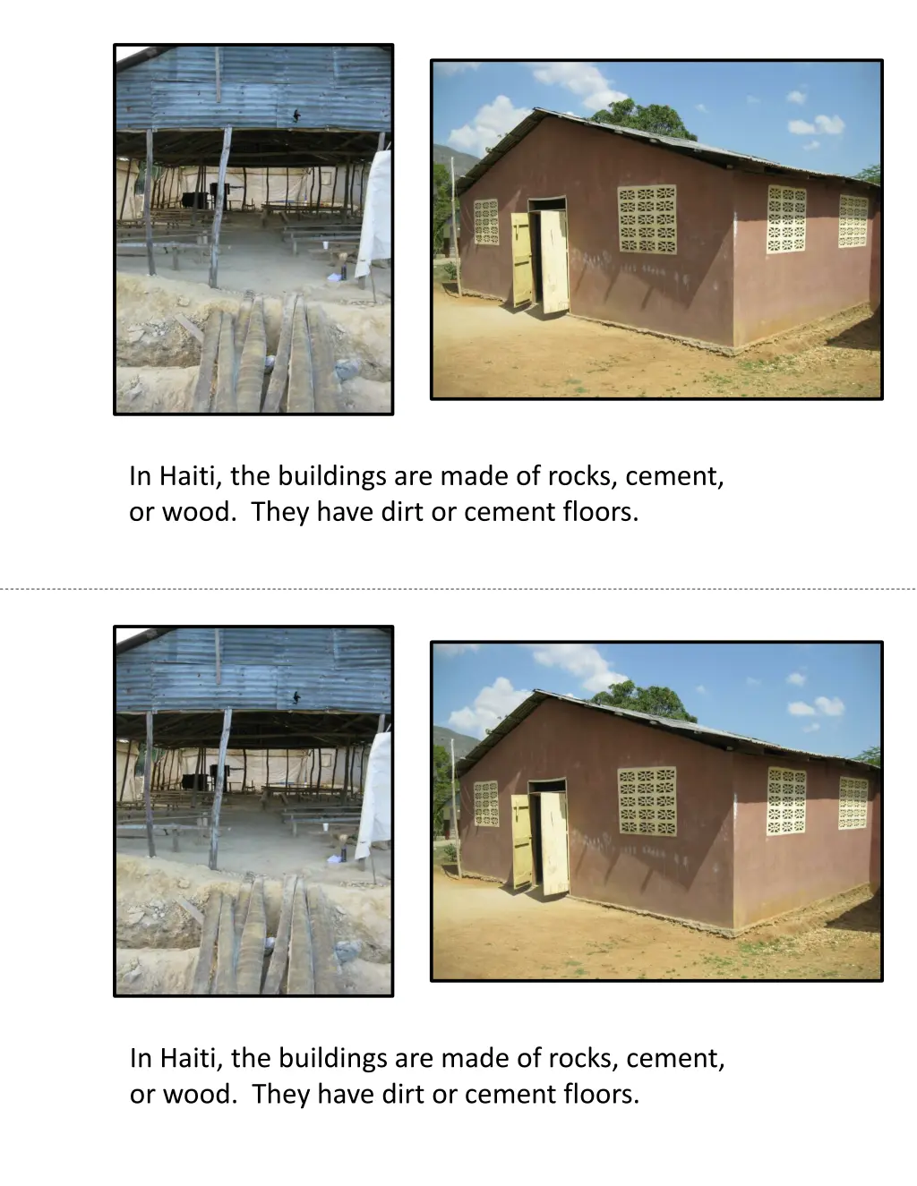in haiti the buildings are made of rocks cement