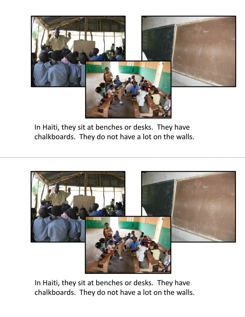in haiti they sit at benches or desks they have