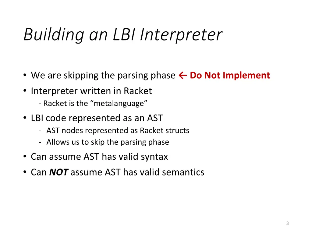 building an lbi interpreter