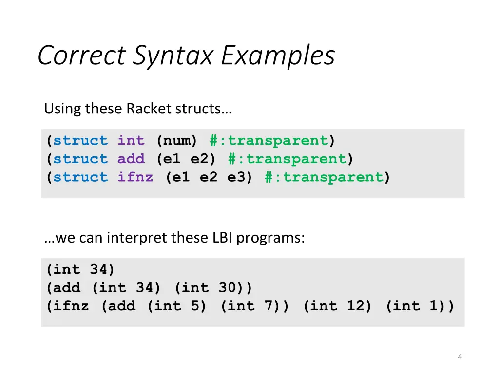 correct syntax examples