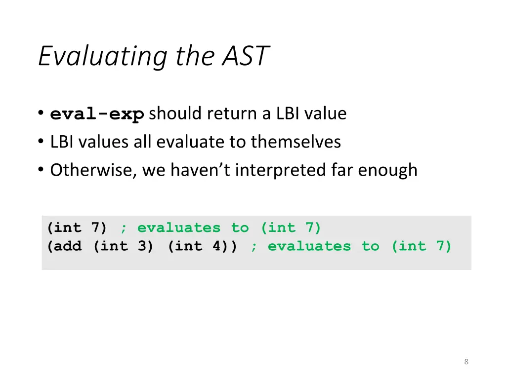 evaluating the ast