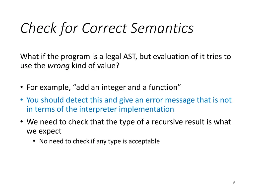 check for correct semantics