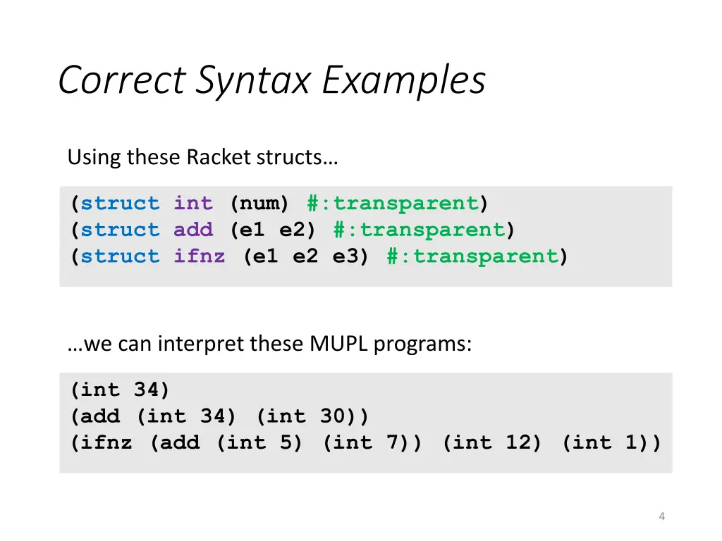 correct syntax examples