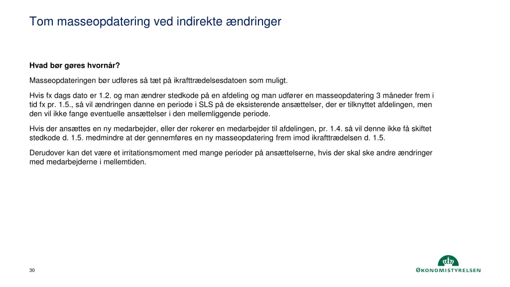 tom masseopdatering ved indirekte ndringer 1