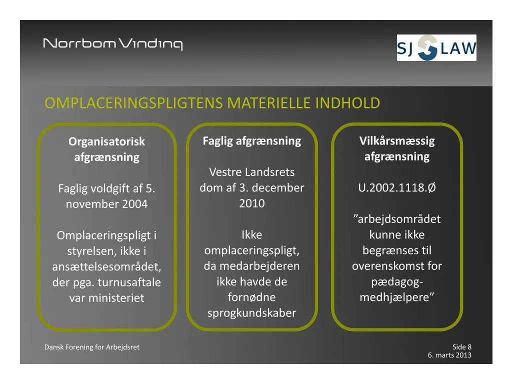 omplaceringspligtens materielle indhold 1