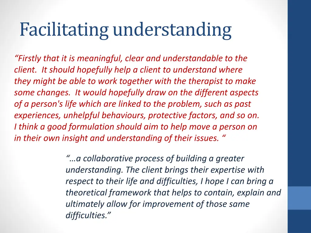 facilitating understanding
