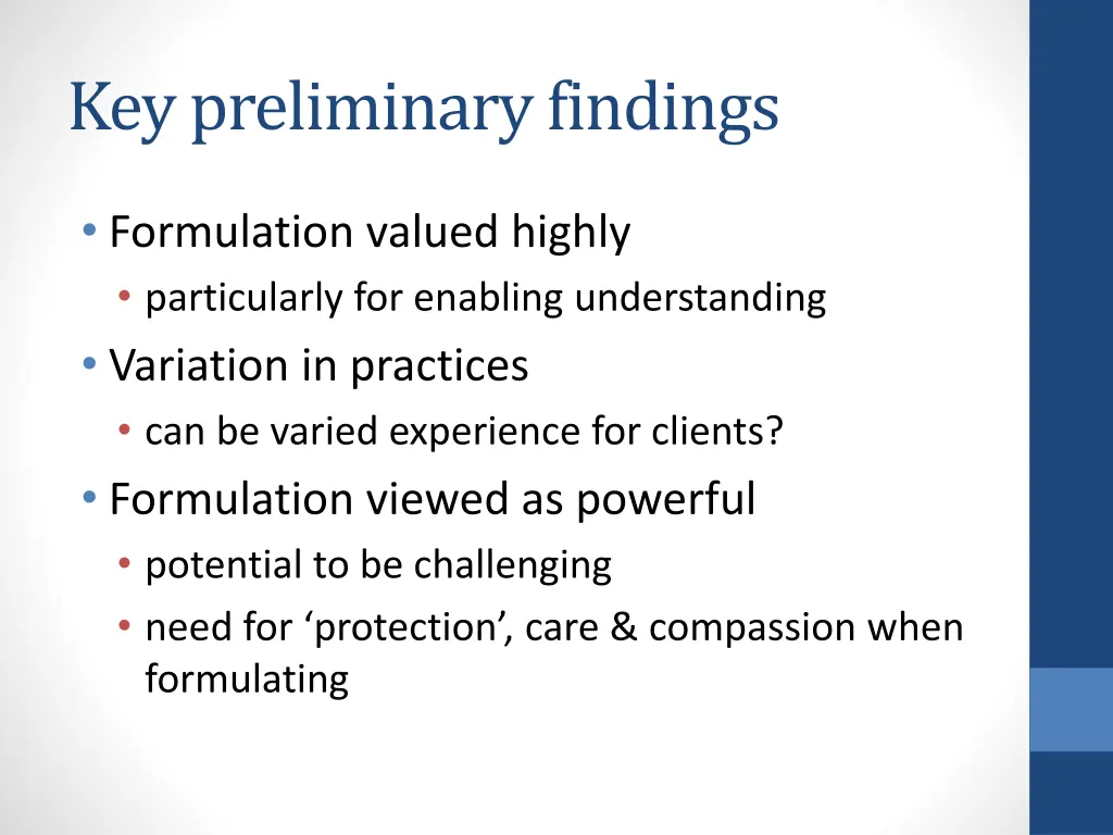 key preliminary findings