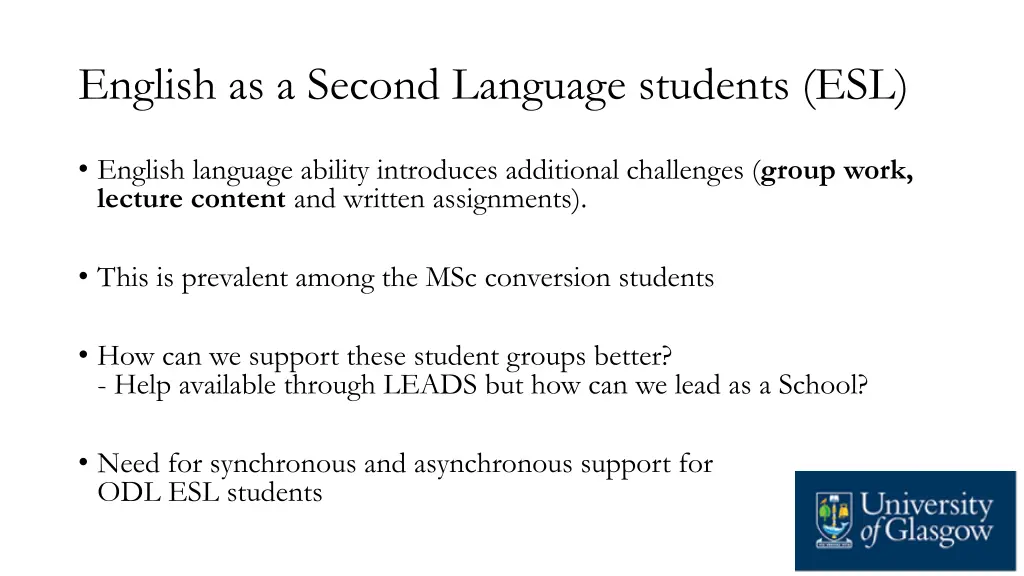 english as a second language students esl