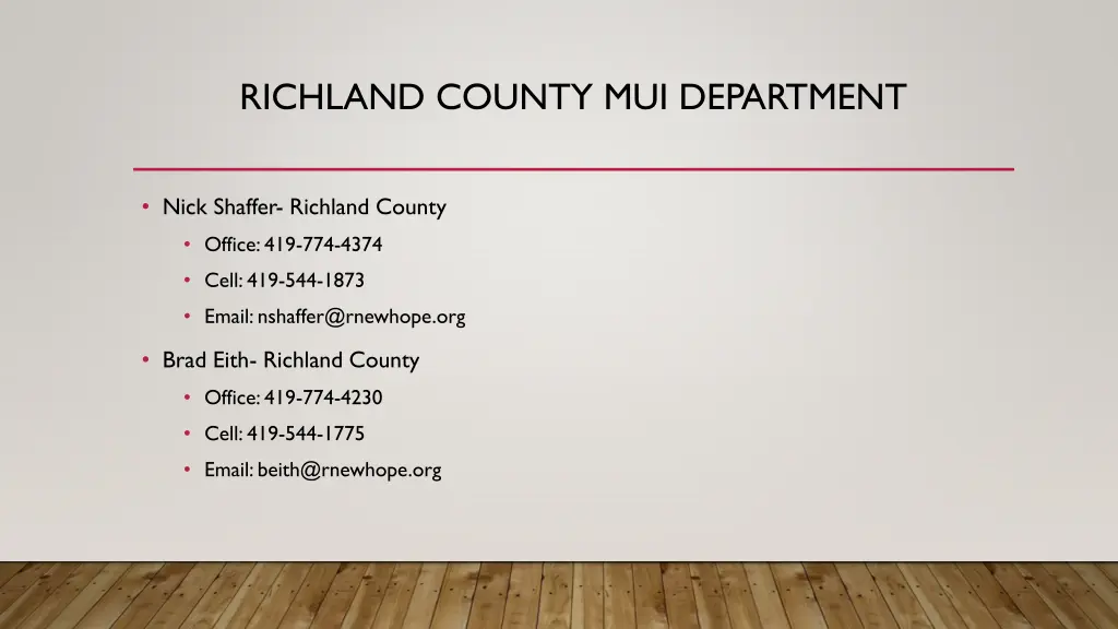 richland county mui department