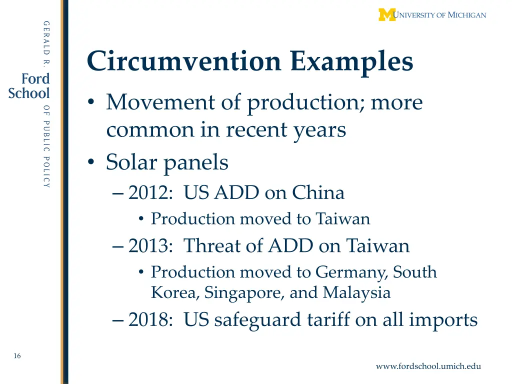 circumvention examples movement of production