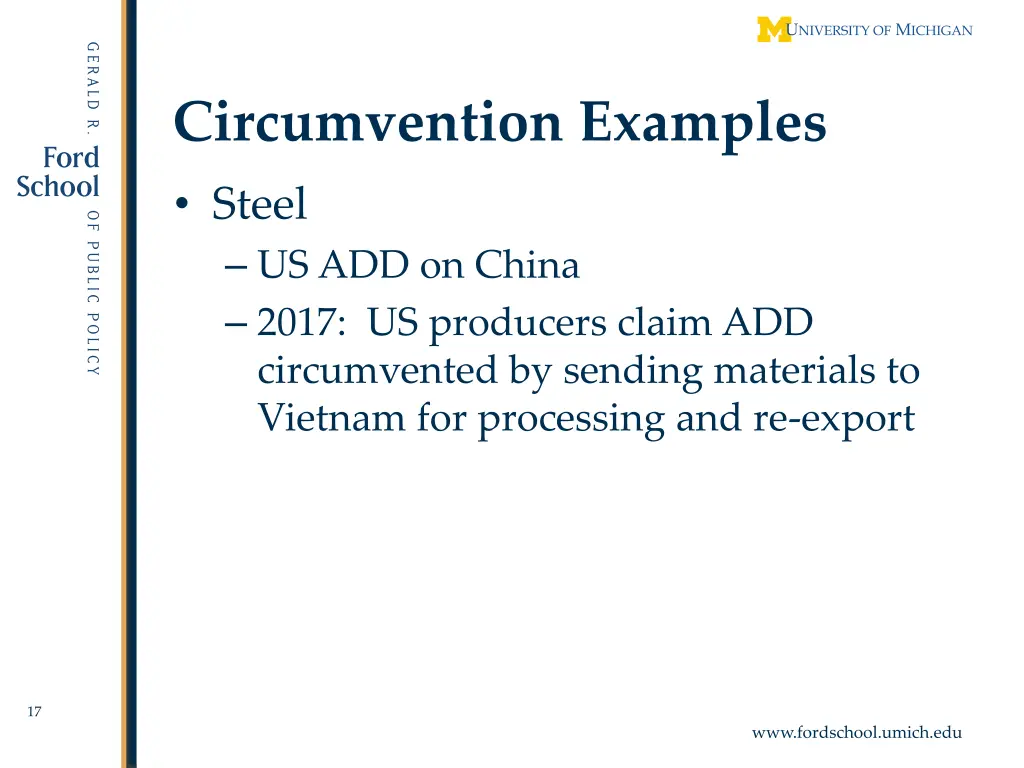 circumvention examples steel us add on china 2017