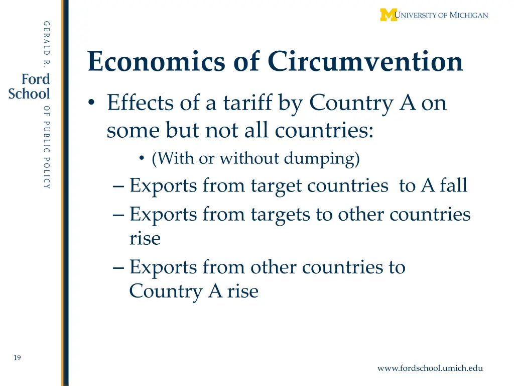 economics of circumvention effects of a tariff