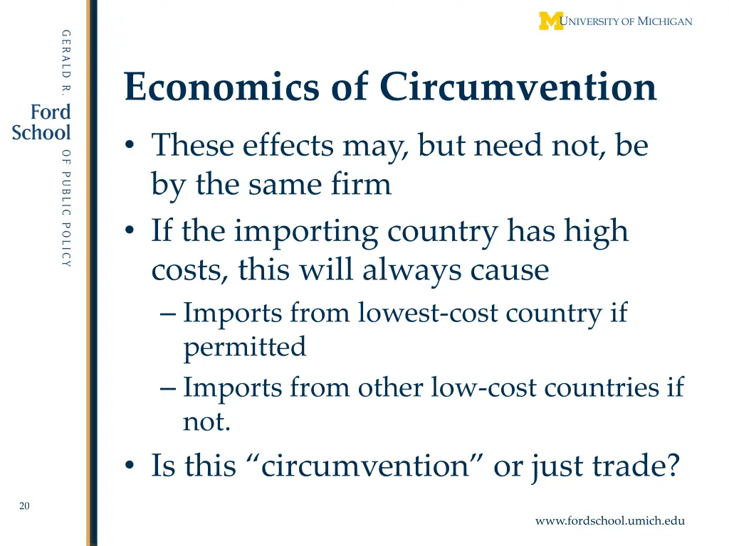 economics of circumvention these effects
