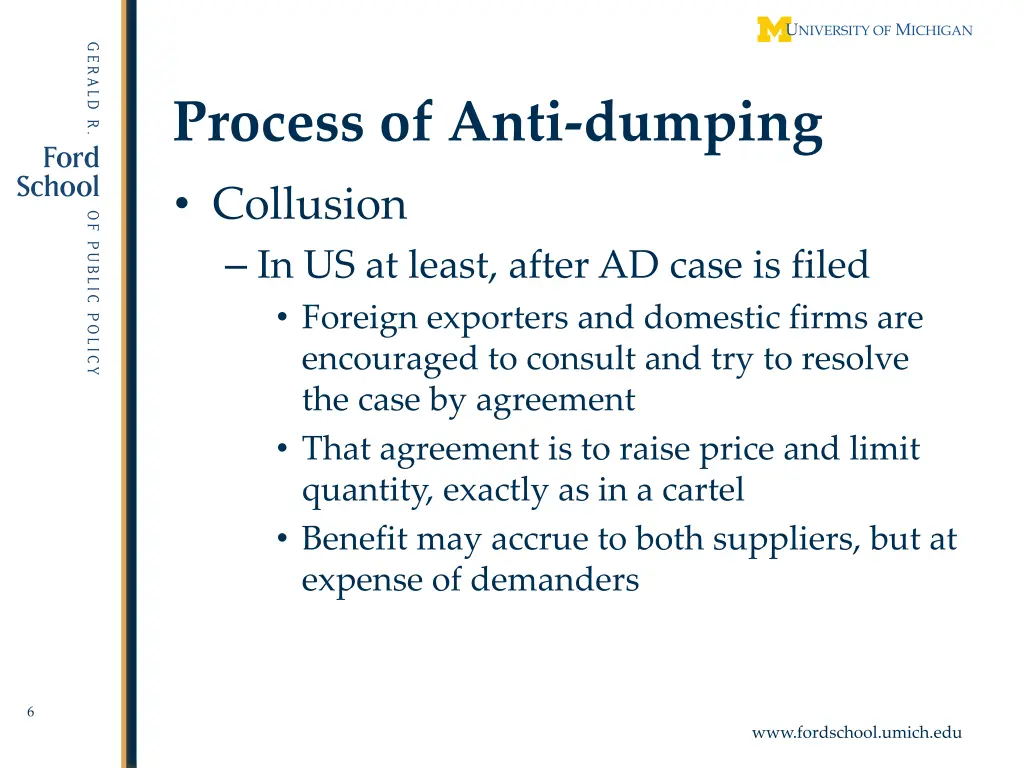 process of anti dumping collusion in us at least