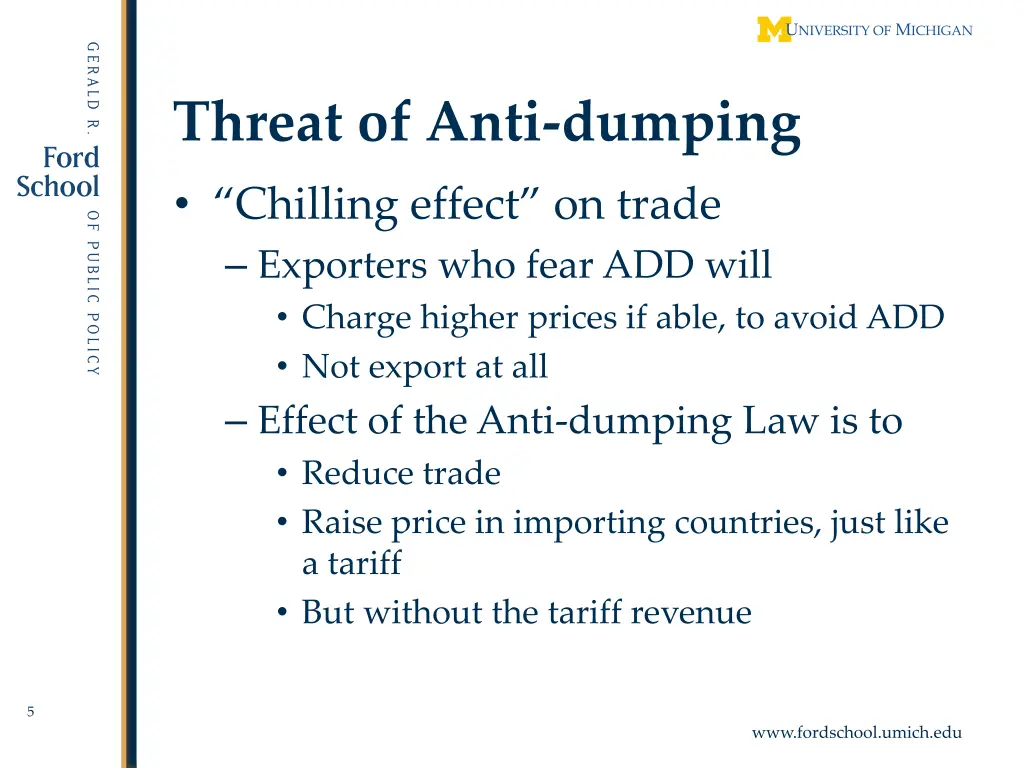threat of anti dumping chilling effect on trade