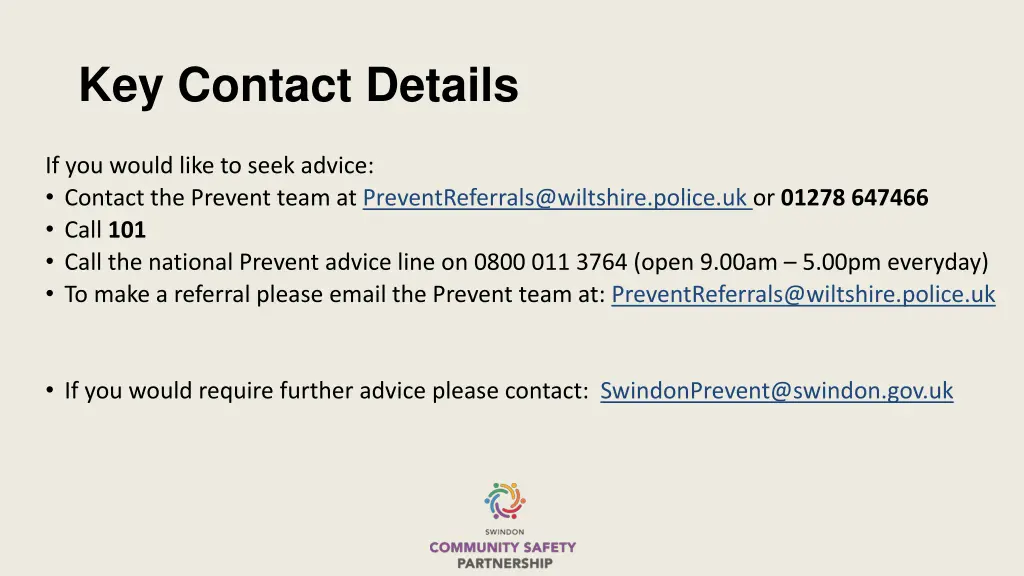 key contact details