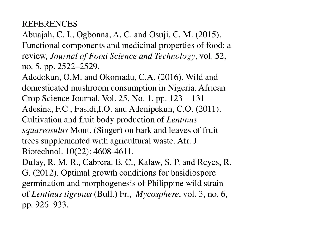 references abuajah c i ogbonna a c and osuji