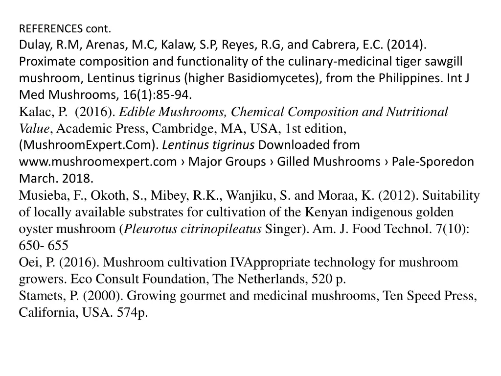 references cont dulay r m arenas m c kalaw