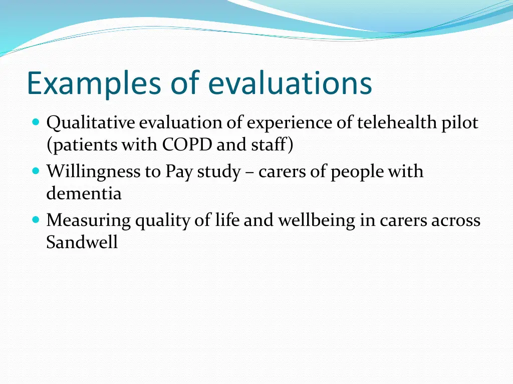 examples of evaluations