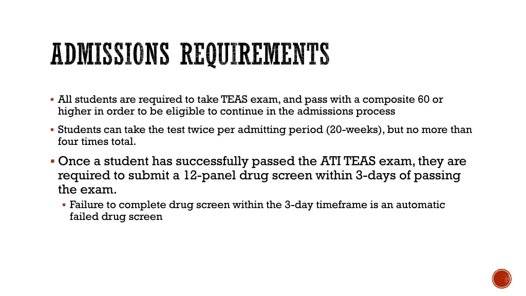 admissions requirements