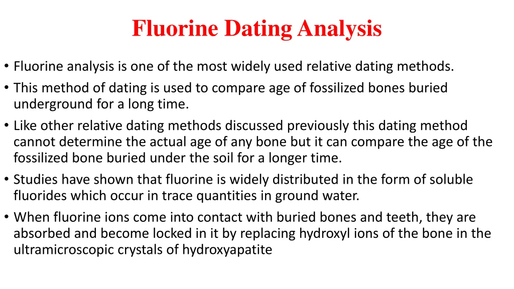 fluorine dating analysis