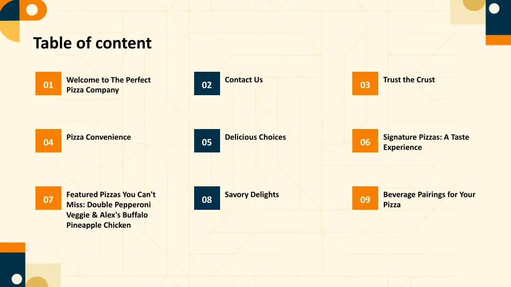 table of content