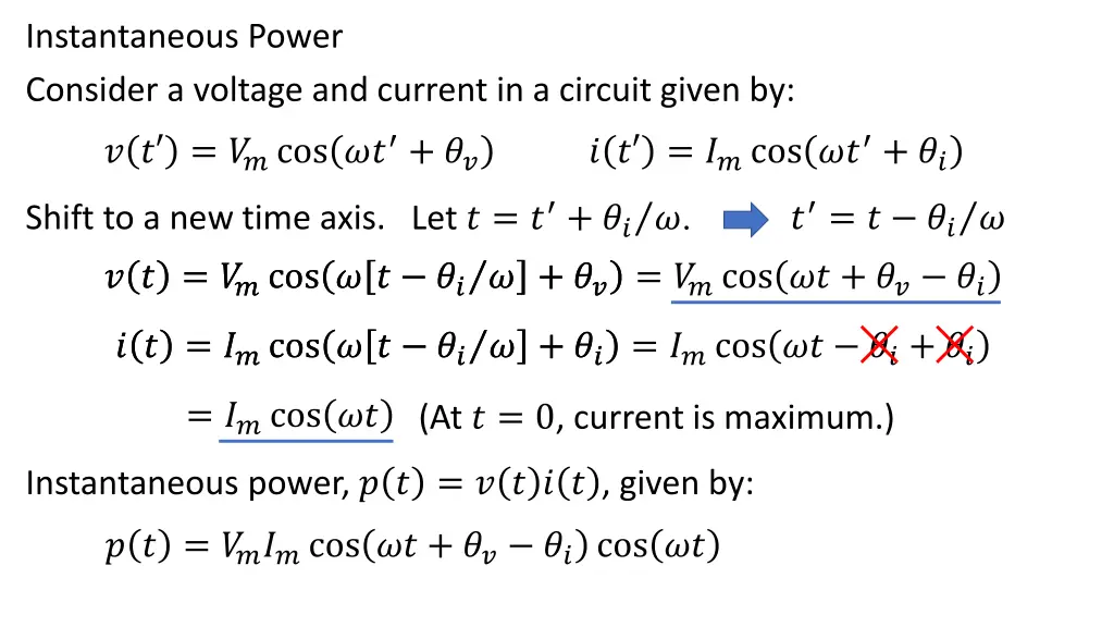 instantaneous power consider a voltage