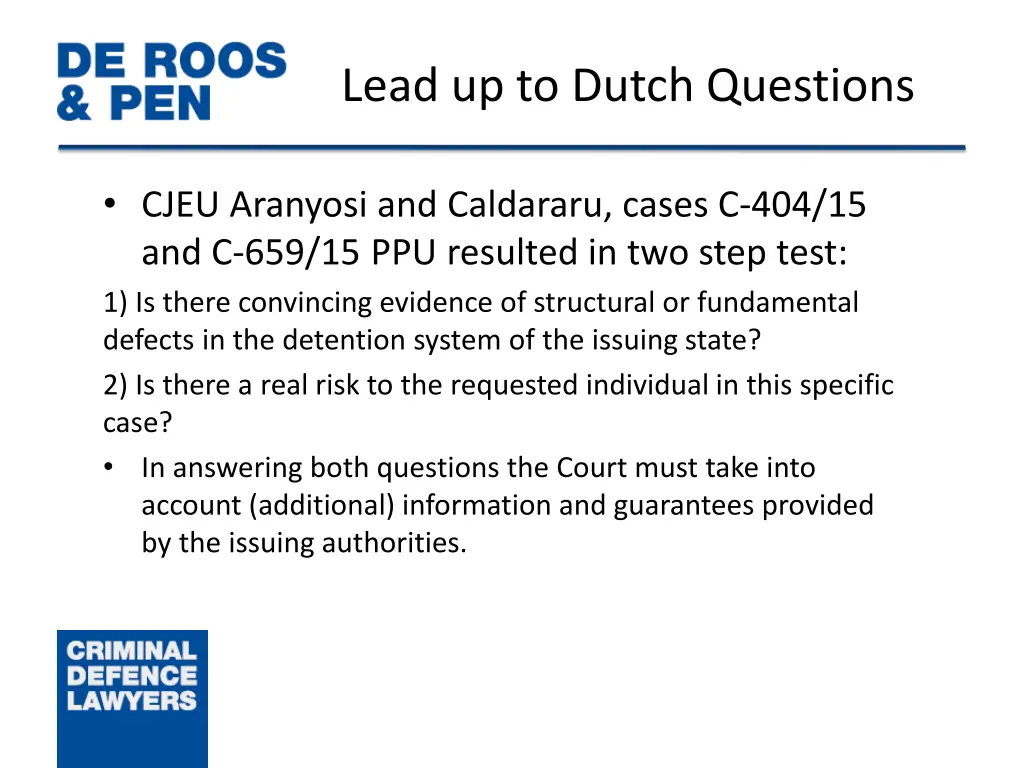 lead up to dutch questions