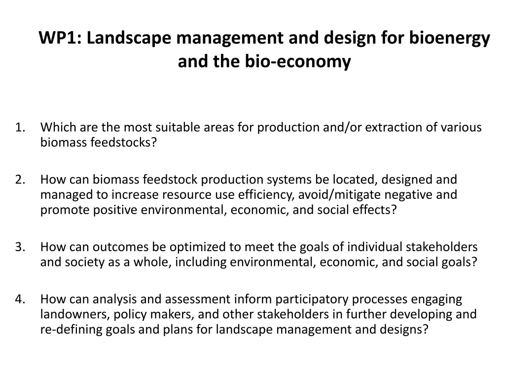 wp1 landscape management and design for bioenergy 2