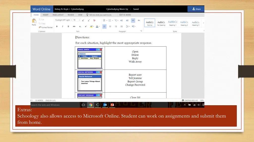 extras schoology also allows access to microsoft