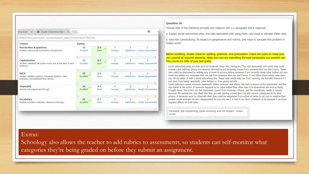 extras schoology also allows the teacher