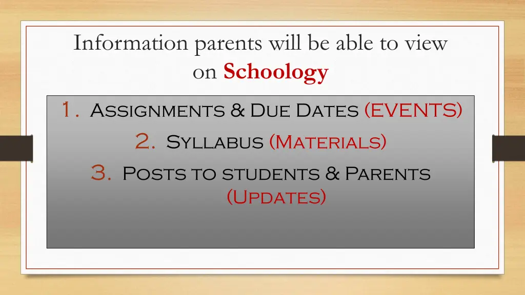 information parents will be able to view