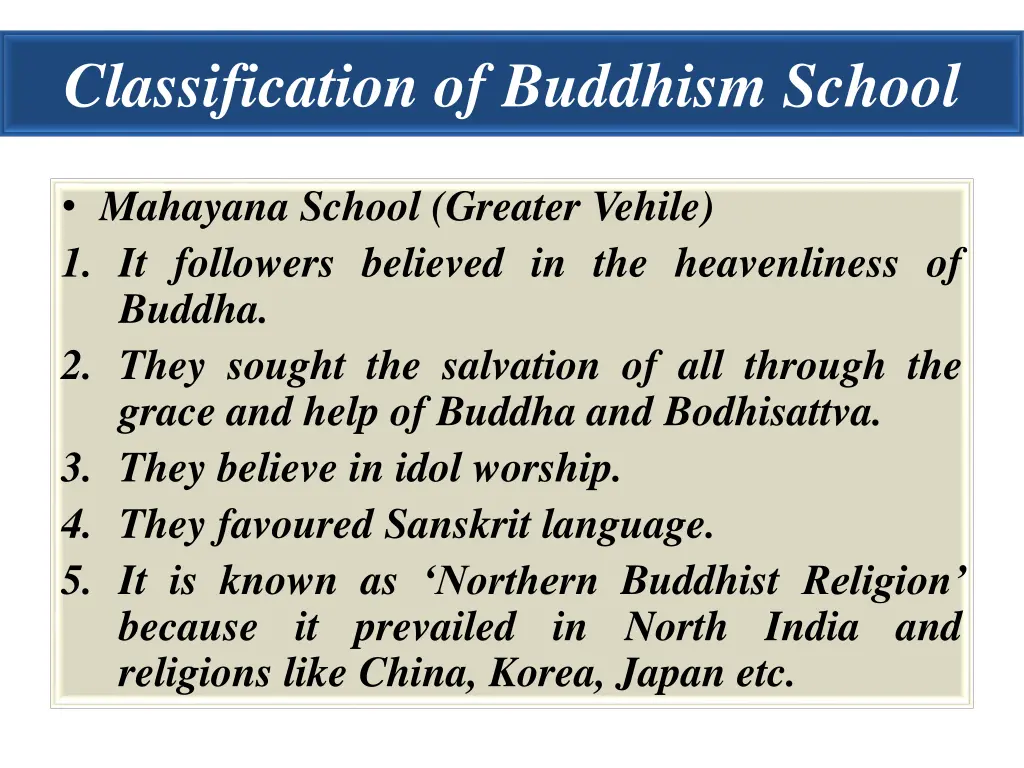 classification of buddhism school 1
