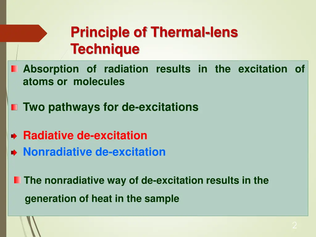 principle of thermal lens technique