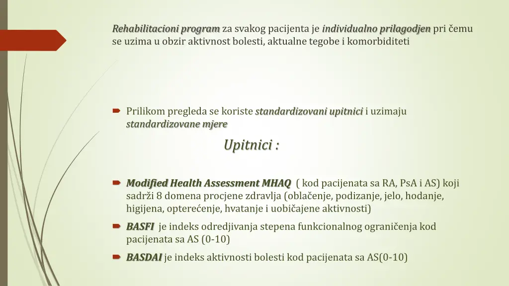 rehabilitacioni program za svakog pacijenta