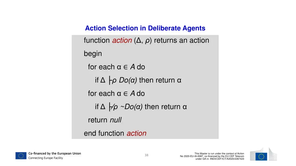 action selection in deliberate agents