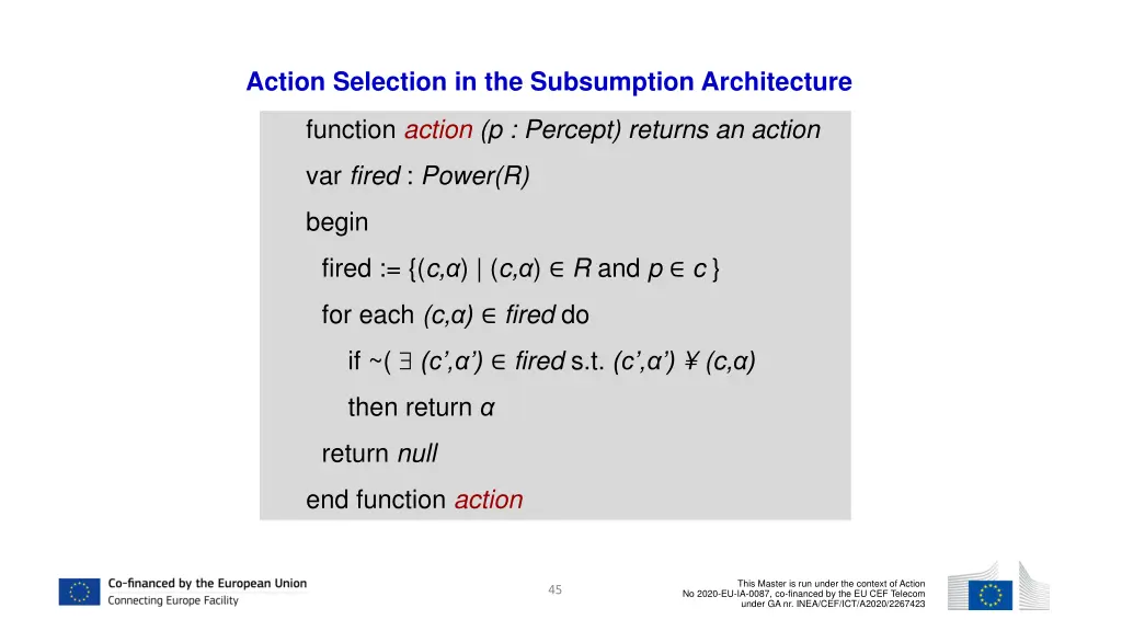 action selection in the subsumption architecture