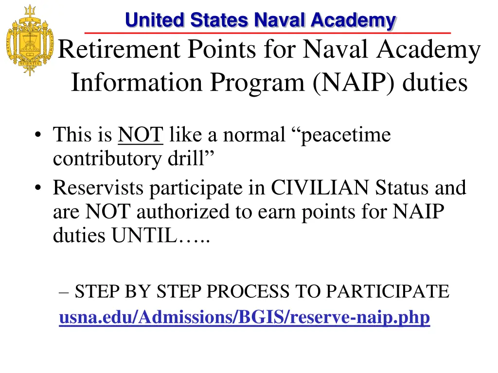 united states naval academy retirement points