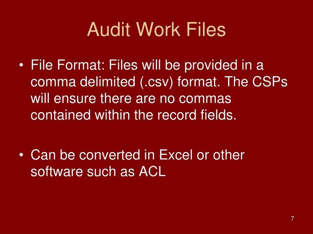 audit work files