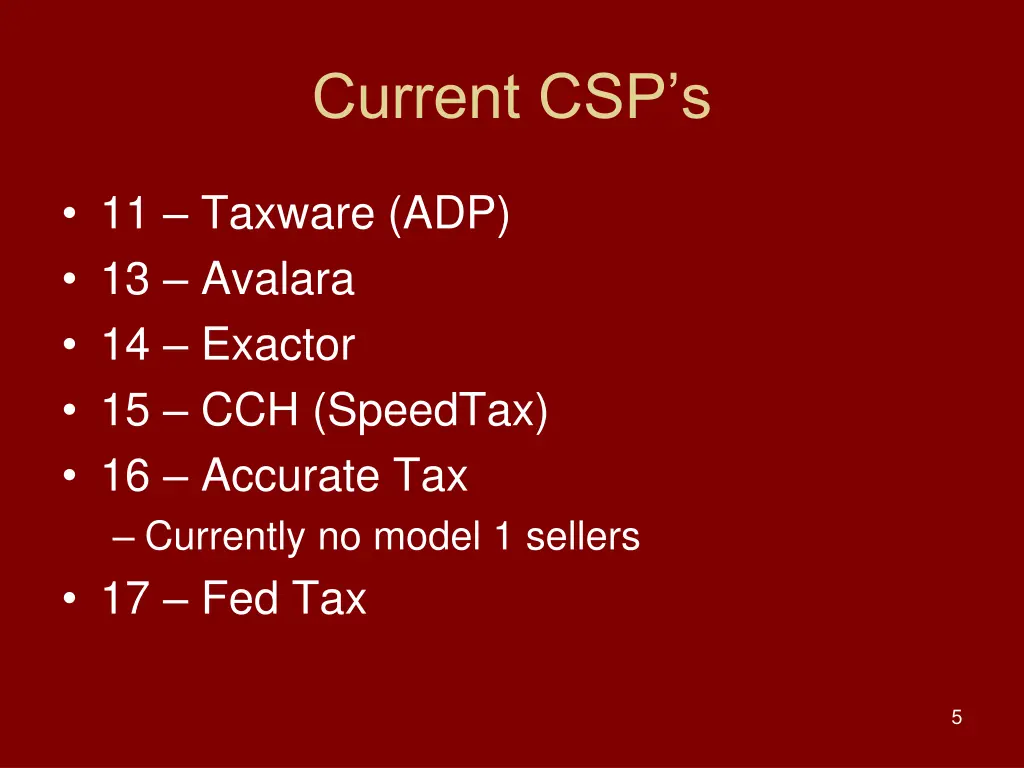 current csp s
