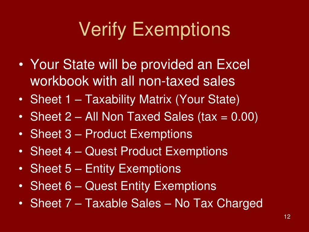verify exemptions