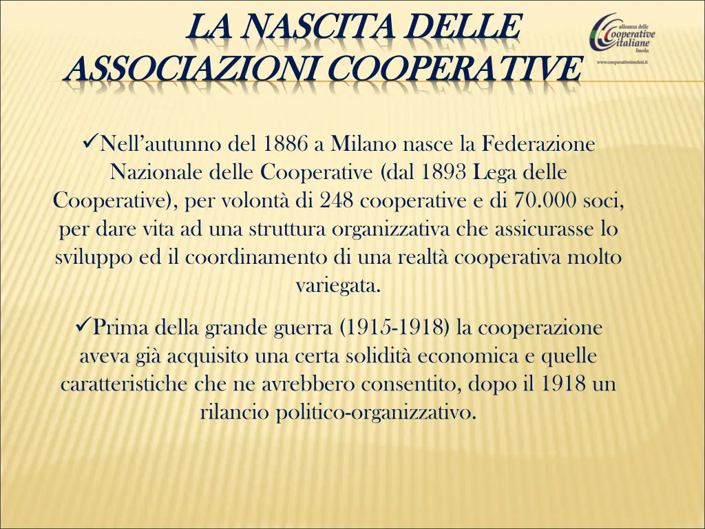la nascita delle la nascita delle associazioni